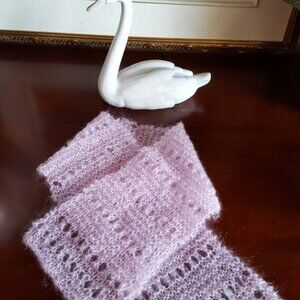 Hand-Knitted Kid Mohair & Silk Scarf | European Yarn | Feather-Light Luxury